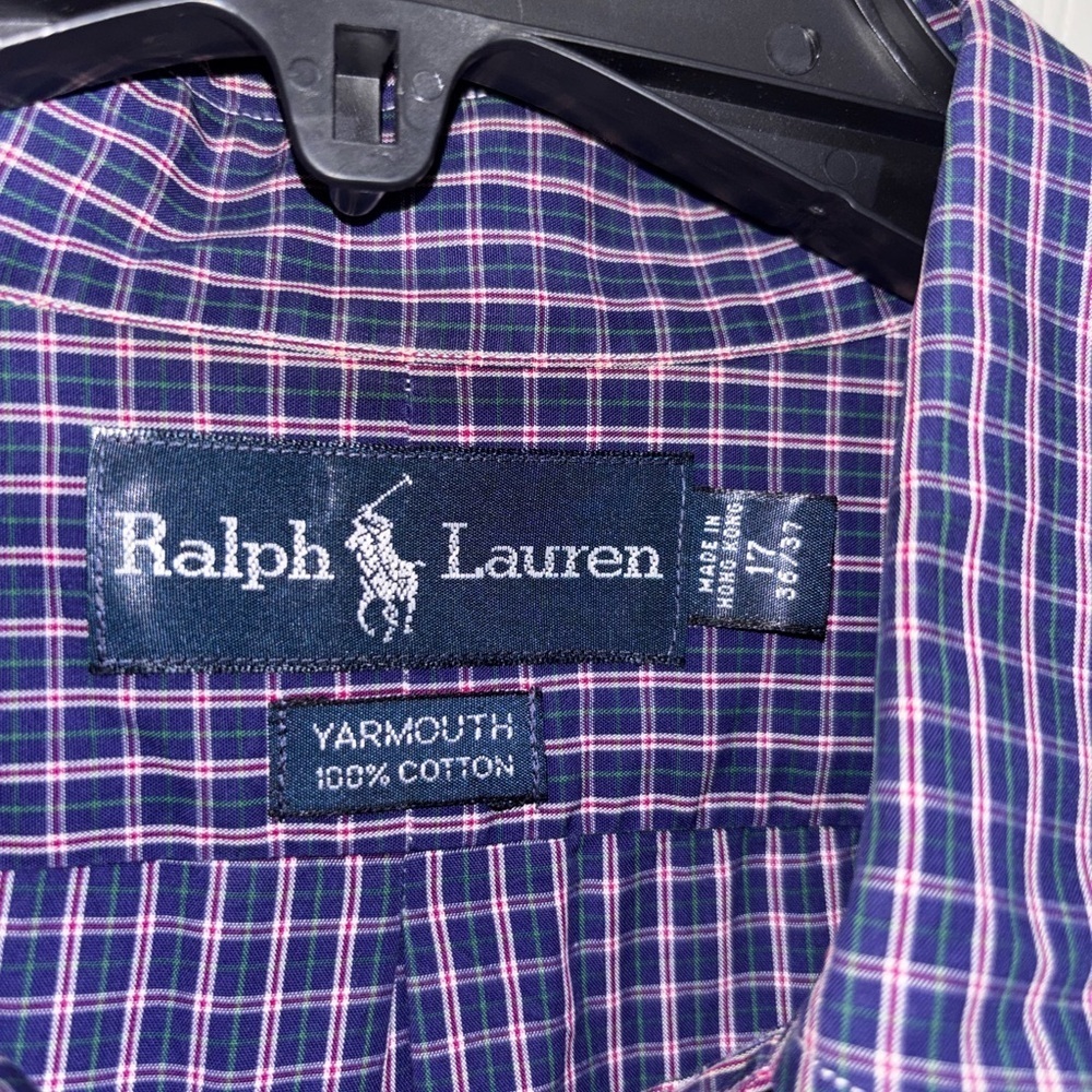 Vtg Polo Ralph Lauren Button Shirt Mens 17 36/37 Blue Yarmouth - Picture 4 of 7